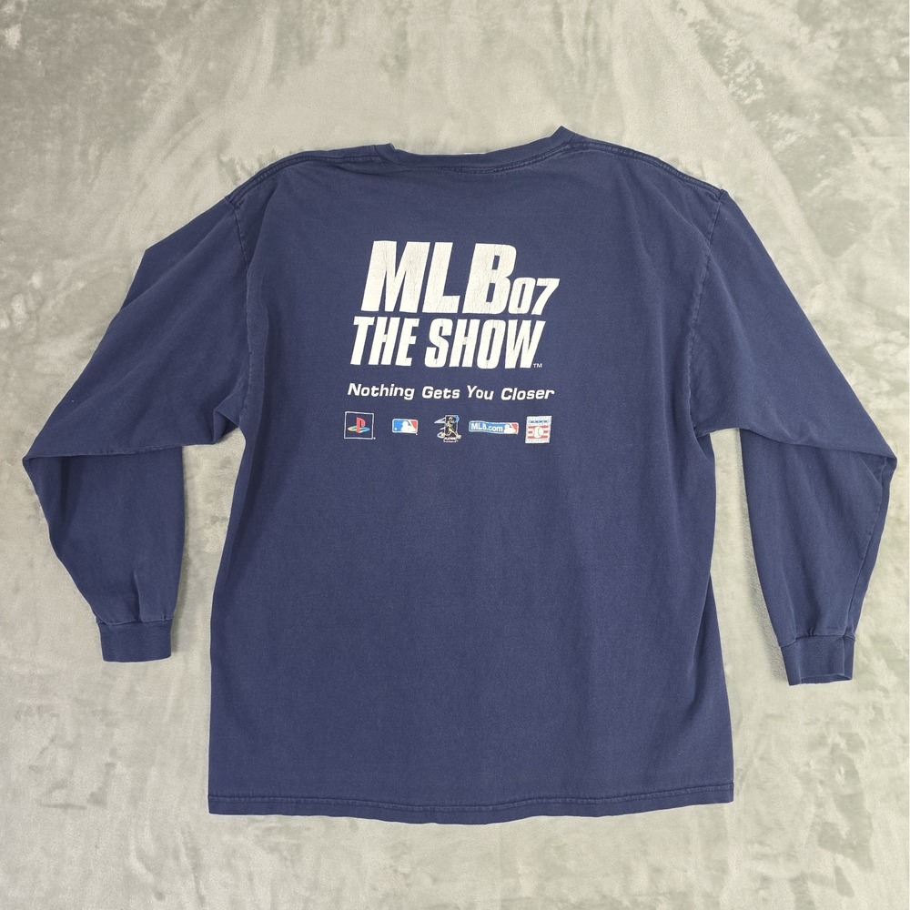 Sony Playstation MLB The Show 2007 Mens Long Sleeve Shirt XXL Navy Blue Logo